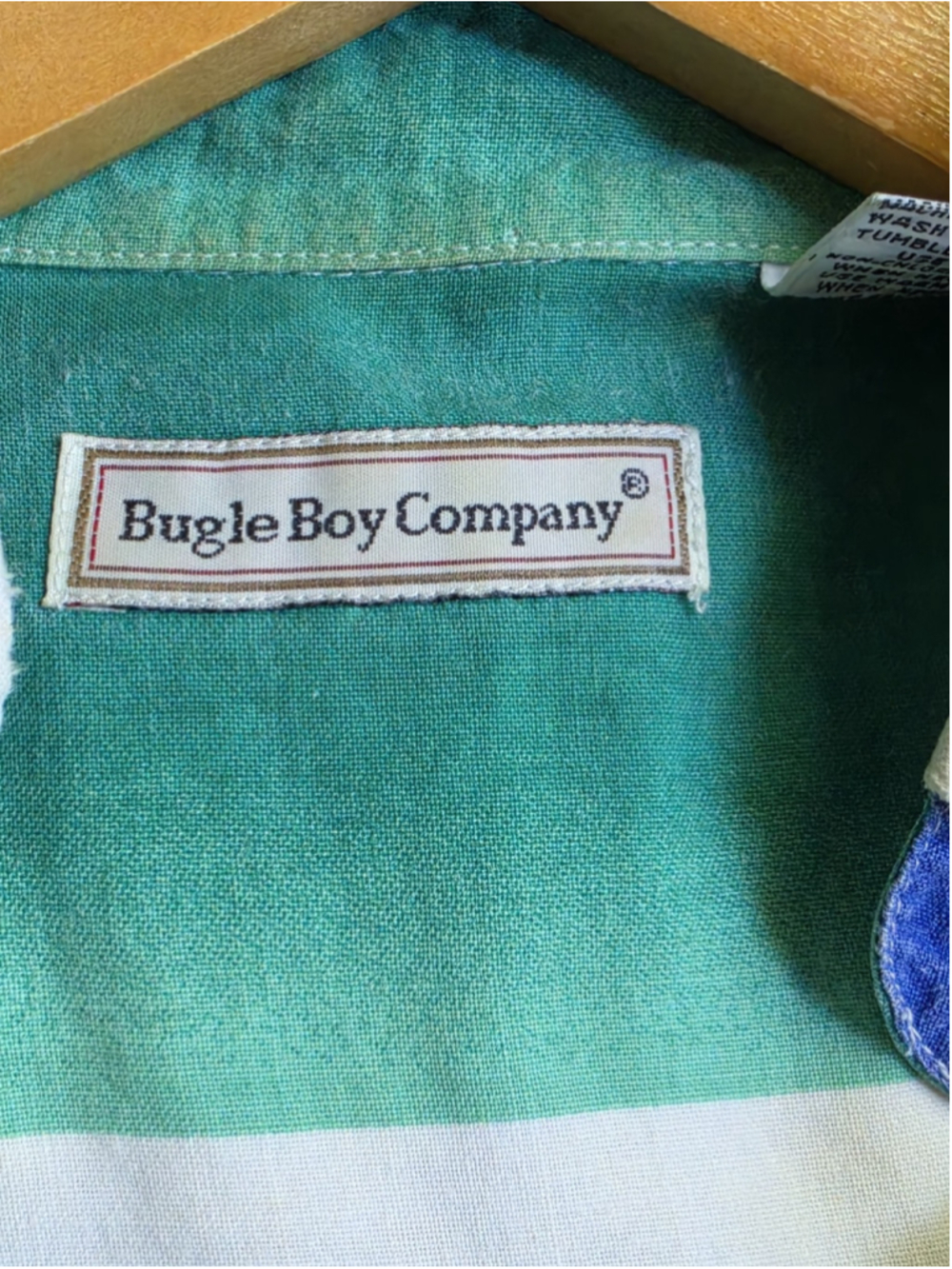 Vintage 90s Bugle Boy Multi Color Vertical Striped Short Sleeve Shirt Medium - Picture 7 of 9